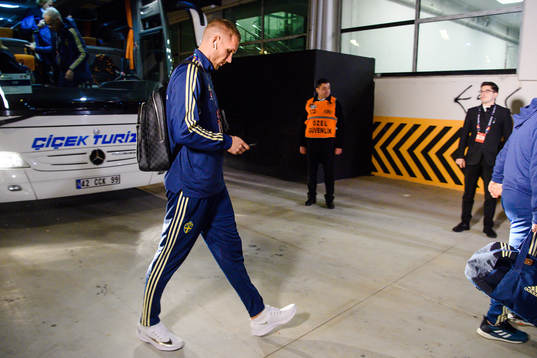 Goalkeeper Robin Olsen of Sweden arrives at the arena