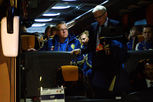 Head coach Janne Andersson of Sweden arrives at the arena