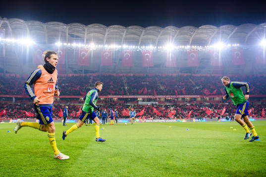 Albin Ekdal, Viktor Claesson and Andreas Granqvist of Sweden