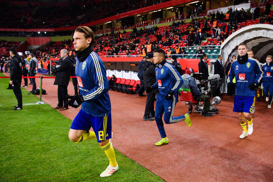 Albin Ekdal, Martin Olsson and Mikael Lustig of Sweden