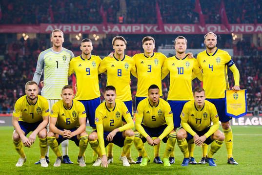 Swedens Robin Olsen, Marcus Berg, Albin Ekdal, Victor