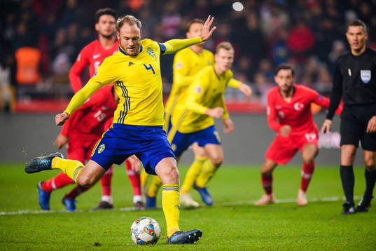 Andreas Granqvist of Sweden scores 0-1