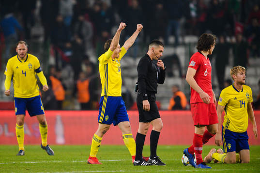 Gustav Svensson of Sweden celebrates