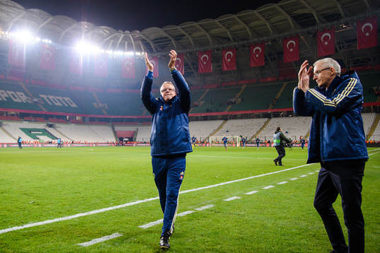 Head coach Janne Andersson of Sweden celebrates