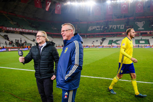 Mattias Tjernström, Head coach Janne Andersson and Andreas