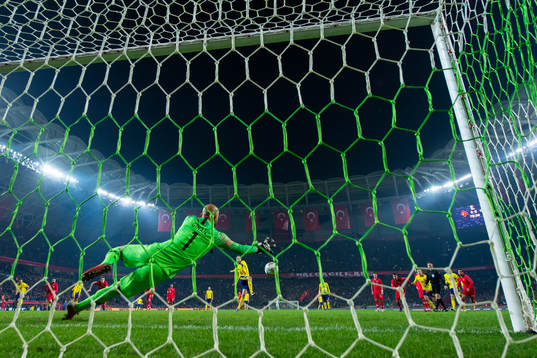 Andreas Granqvist of Sweden scores 0-1