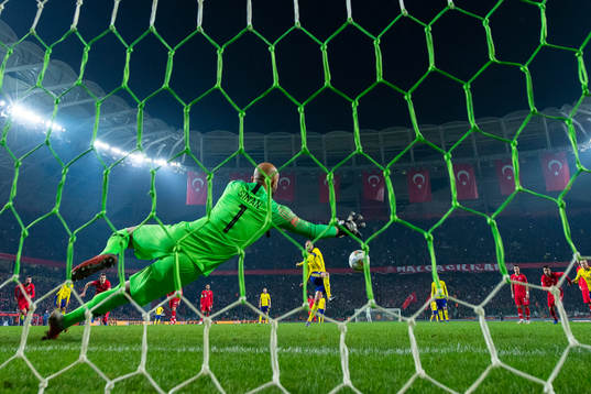 Andreas Granqvist of Sweden scores 0-1