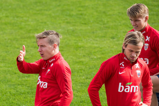 Stefan Johansen, Iver Fossum and Martin Ødegaard of Norway