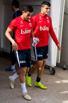Omar Elabdellaoui and Mohamed Elyounoussi of Norway