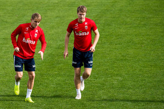 Martin Ødegaard and Sigurd Rosted of Norway