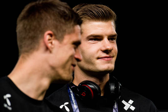 Markus Henriksen and Alexander Sørloth of Norway