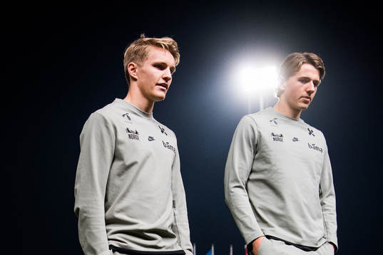 Martin Ødegaard and Sander Berge of Norway