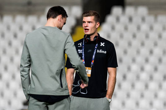 Ole Kristian Selnæs and Alexander Sørloth of Norway
