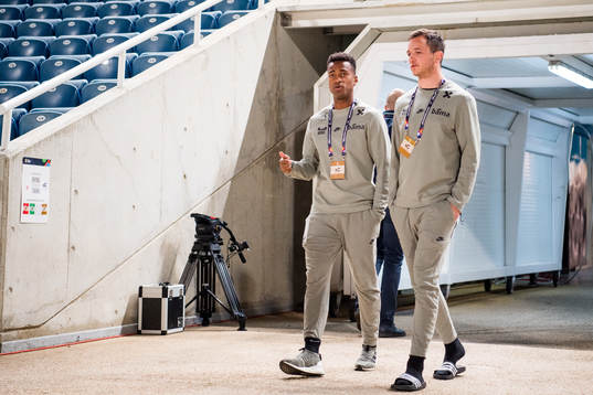Ola Kamara and Even Hovland of Norway