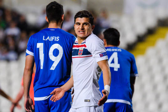 Tarik Elyounoussi of Norway reacts