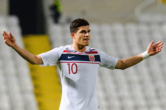 Tarik Elyounoussi of Norway reacts