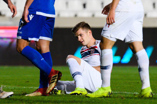 Alexander Sørloth of Norway looks dejected