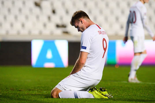 Alexander Sørloth of Norway looks dejected