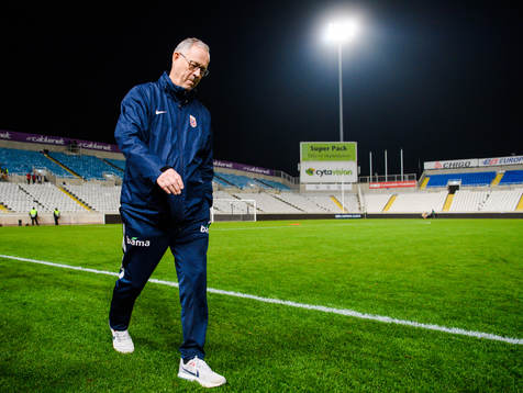 Lars Lagerbäck, head coach of Norway, celebrates