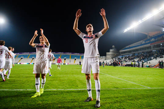 Ole Kristian Selnæs of Norway celebrates