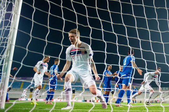 Sigurd Rosted of Norway celebrates