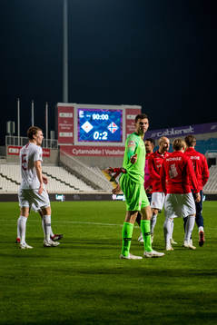 Goalkeeper Rune Almenning Jarstein of Norway celebrates