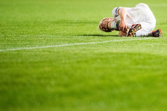 Birger Meling of Norway with an injury