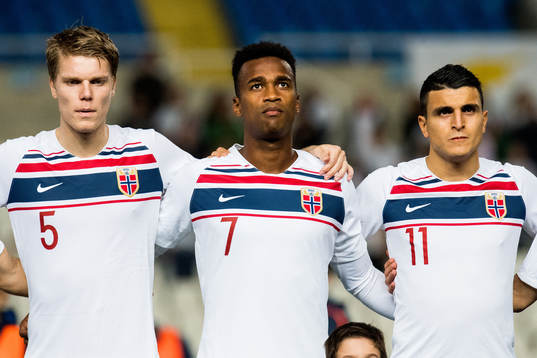 Sigurd Rosted, Ola Kamara and Mohamed Elyounoussi of Norway