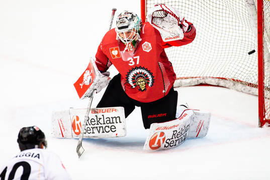 Alessio Bertaggia of Lugano scores 1-2 behind goalkeeper