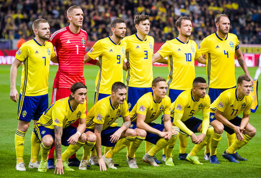 Starting eleven of Sweden, top row from the left Sebastian