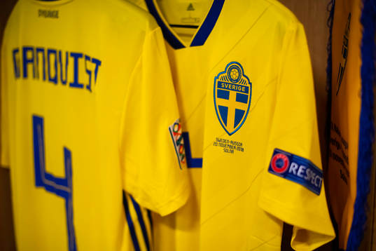 The jersey of Andreas Granqvist in team Sweden's dressing