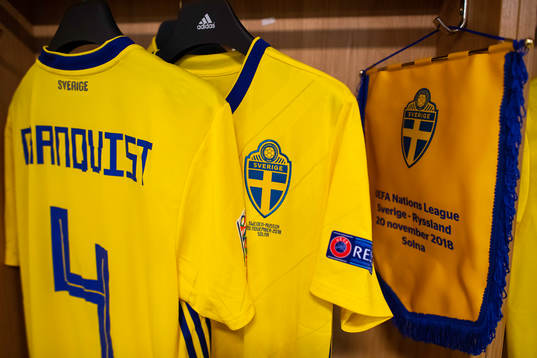 The jersey of Andreas Granqvist in team Sweden's dressing