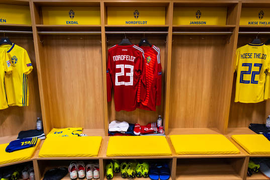 The jersey of goalkeeper Kristoffer Nordfeldt in team