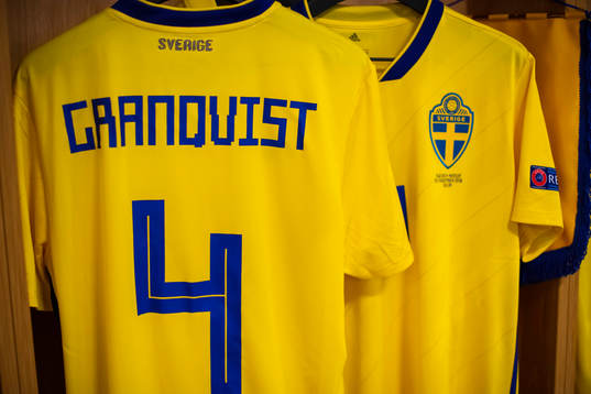 The jersey of Andreas Granqvist in team Sweden's dressing