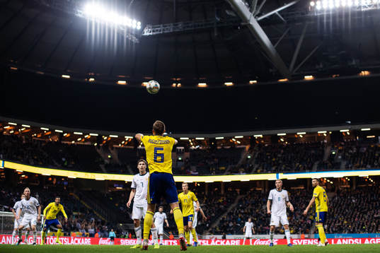 Ludwig Augustinsson of Sweden throws the ball