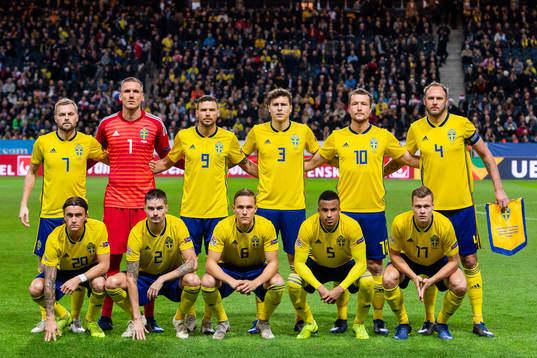 Starting eleven of Sweden, top row from the left Sebastian
