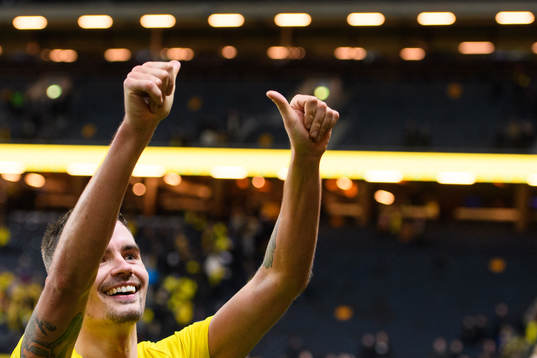 Mikael Lustig of Sweden celebrates