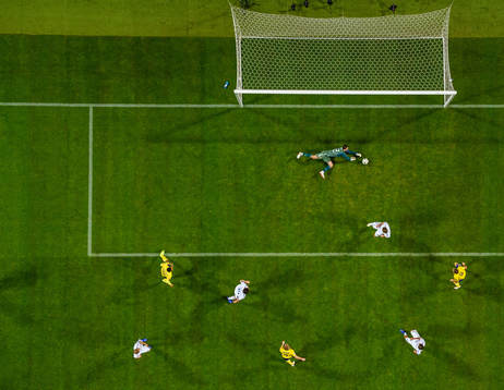 Goalkeeper Andrei Lunev of Russia makes a save