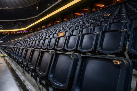 General view of empty seats inside the arena