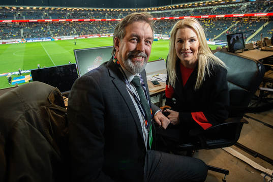Åke Unger and Hanna Marklund, commentator of Cmore