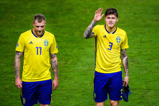 John Guidetti and Victor Nilsson Lindelöf of Sweden