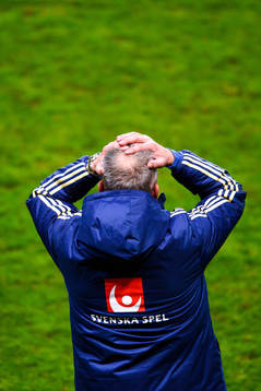 head coach Janne Andersson of Sweden looks dejected