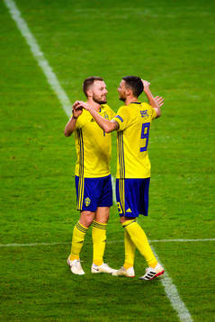 Sebastian Larsson and Marcus Berg of Sweden celebrates