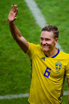Ludwig Augustinsson of Sweden celebrates
