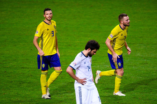 Marcus Berg of Sweden and Sebastian Larsson  of Sweden