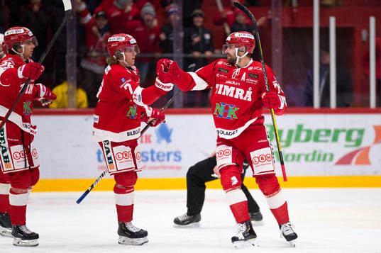 Timrås Marcus Hardegård och Ludvig Rensfeldt jublar