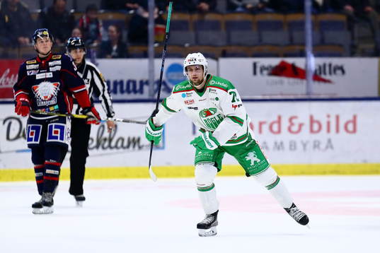 Rögles Daniel Zaar jublar och Linköpings Adam Ginning