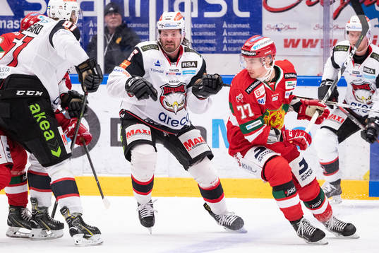 Malmö Redhawks Stefan Warg och Moras Michael Keränen