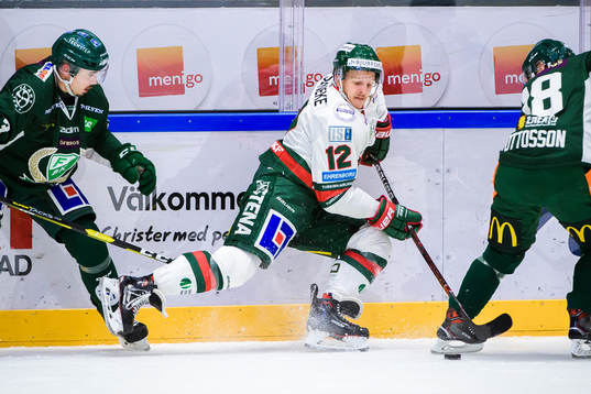 Färjestads Jens Westin och Frölundas Max Friberg
