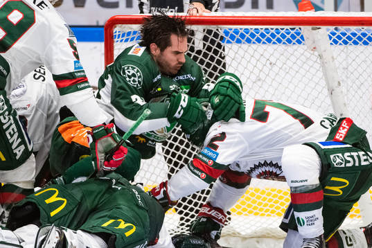 Färjestads Martin Johansson och Frölundas Patrik Carlsson